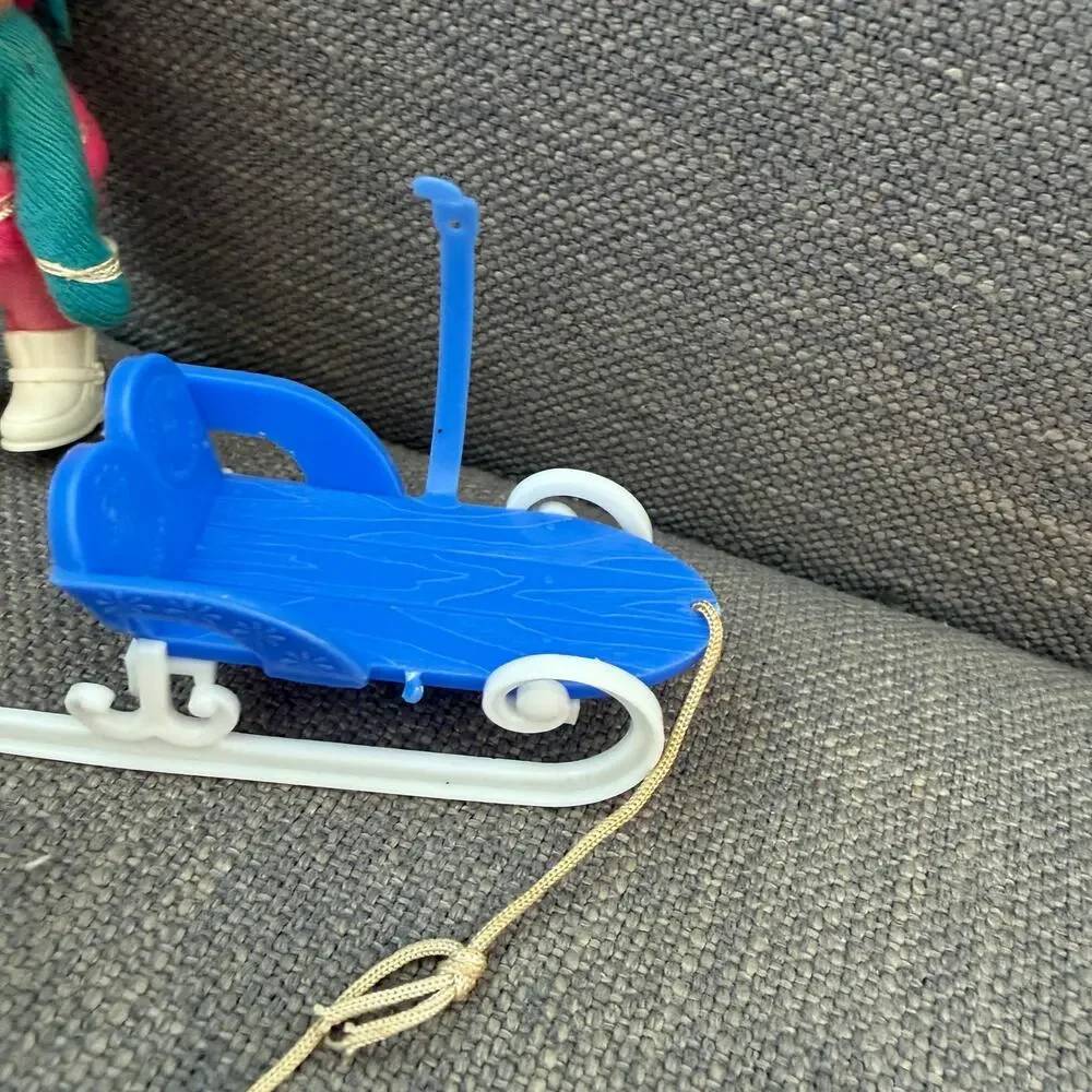 Vintage Liddle Kiddles Freezy Sliddle Doll, Clothes, Sled 1960s